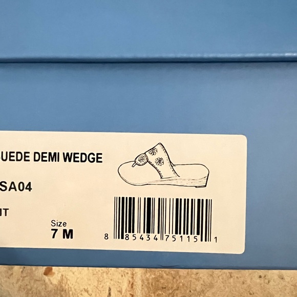 NEW IN BOX Jack Rogers Blue Suede Demi Wedge Size 7 - Picture 5 of 6